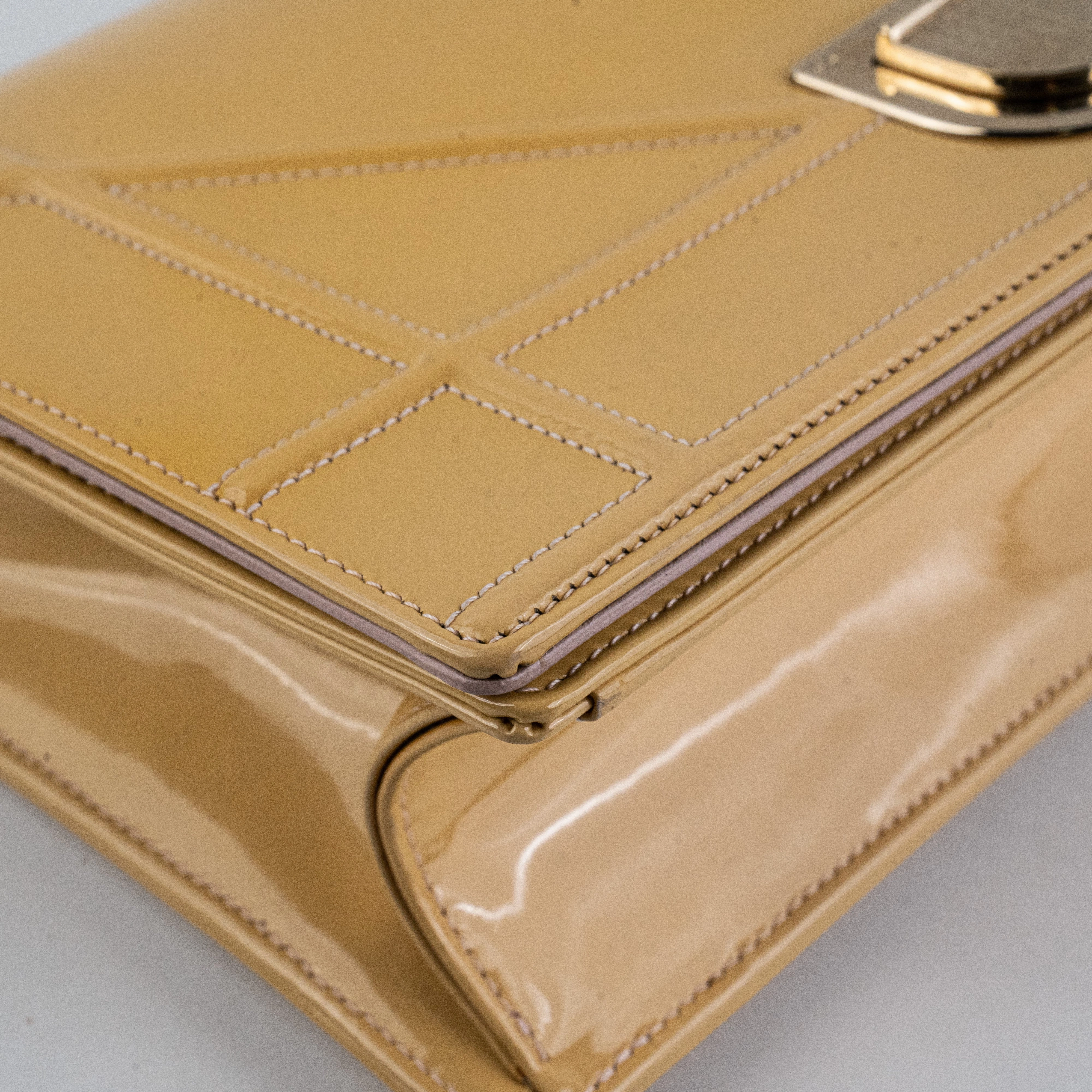 Christian Dior Diorama Medium Patent Shoulder Bag Yellow