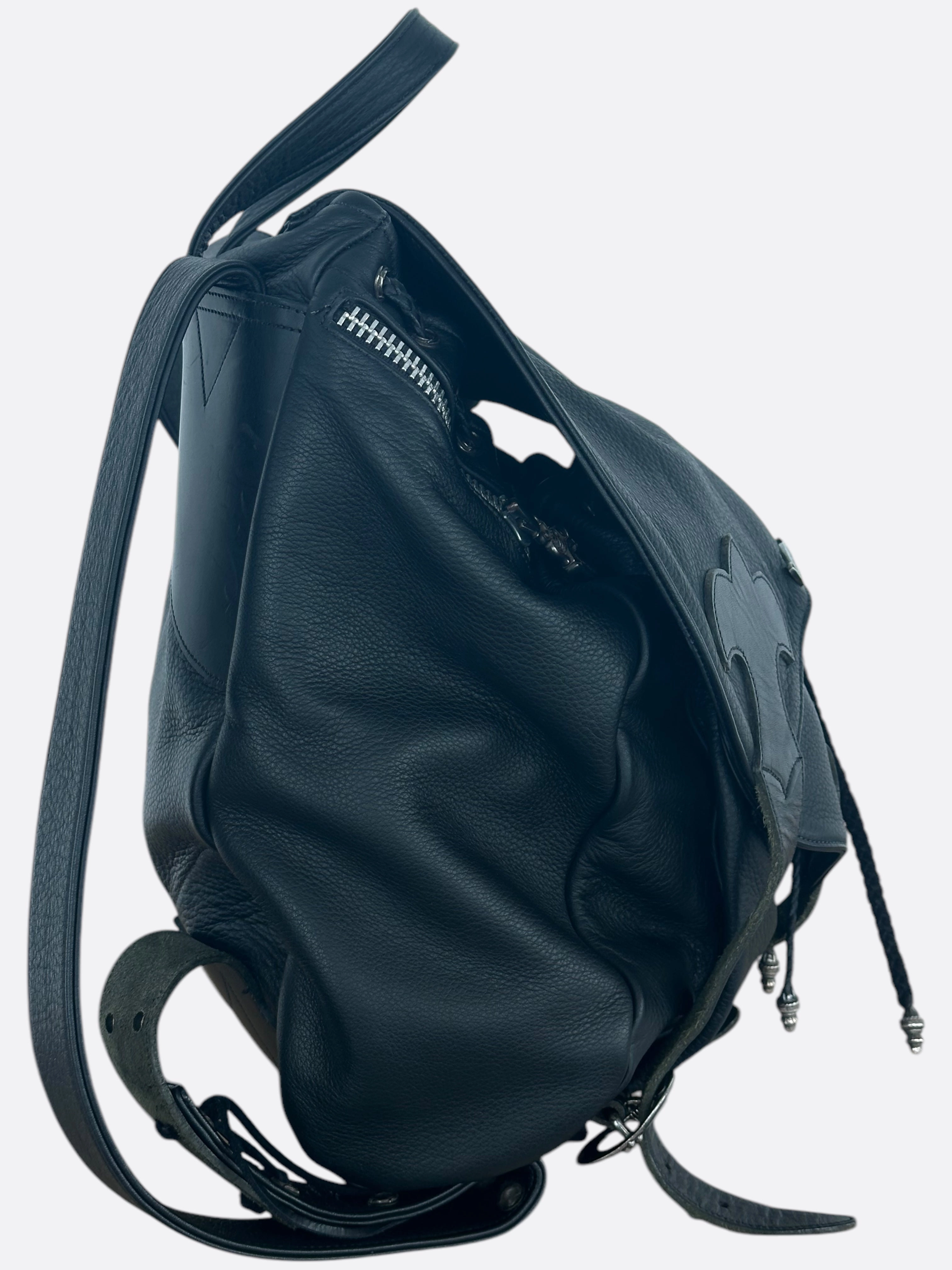 Chrome Hearts Black Leather Gunslinger Backpack