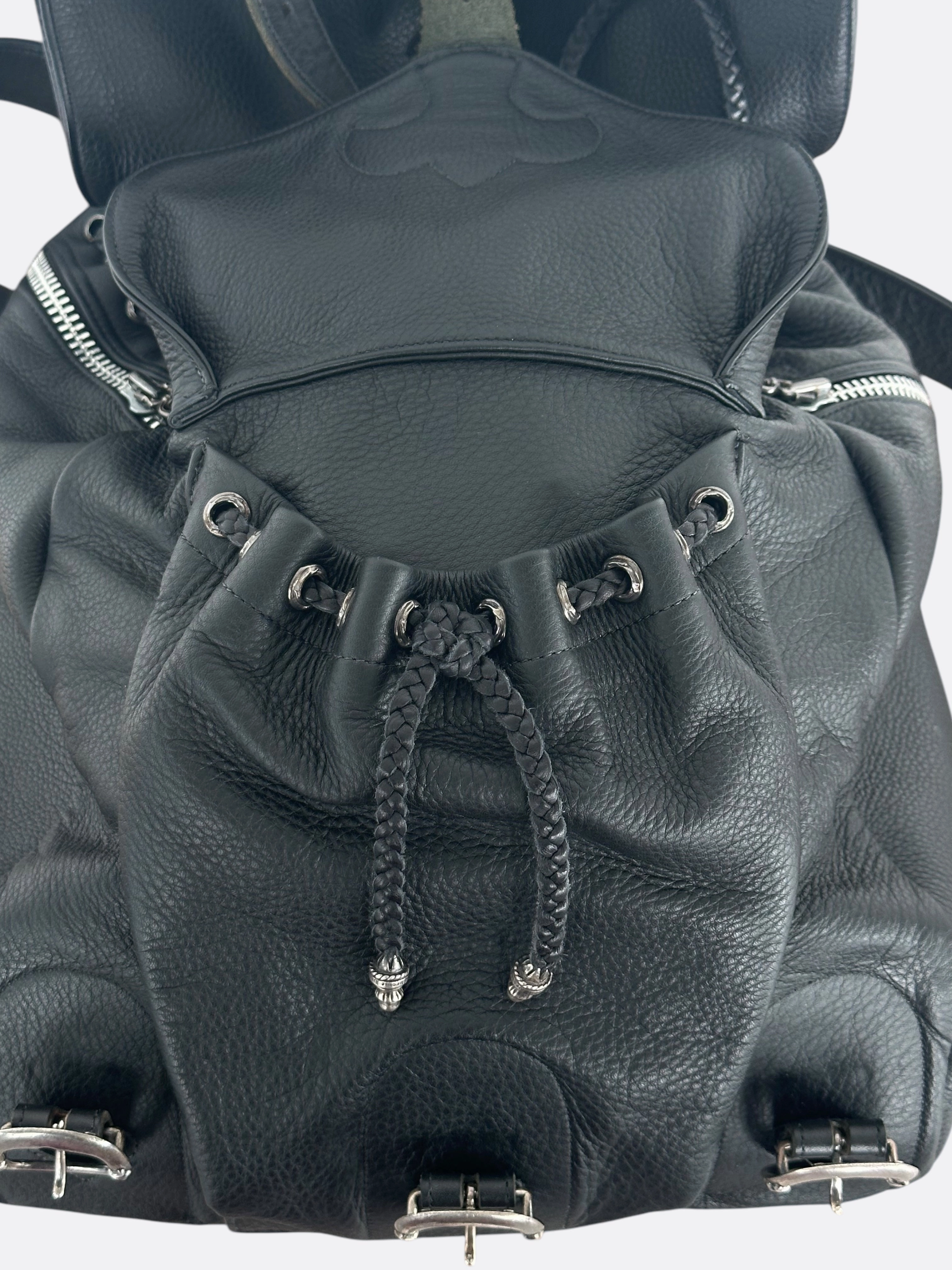 Chrome Hearts Black Leather Gunslinger Backpack