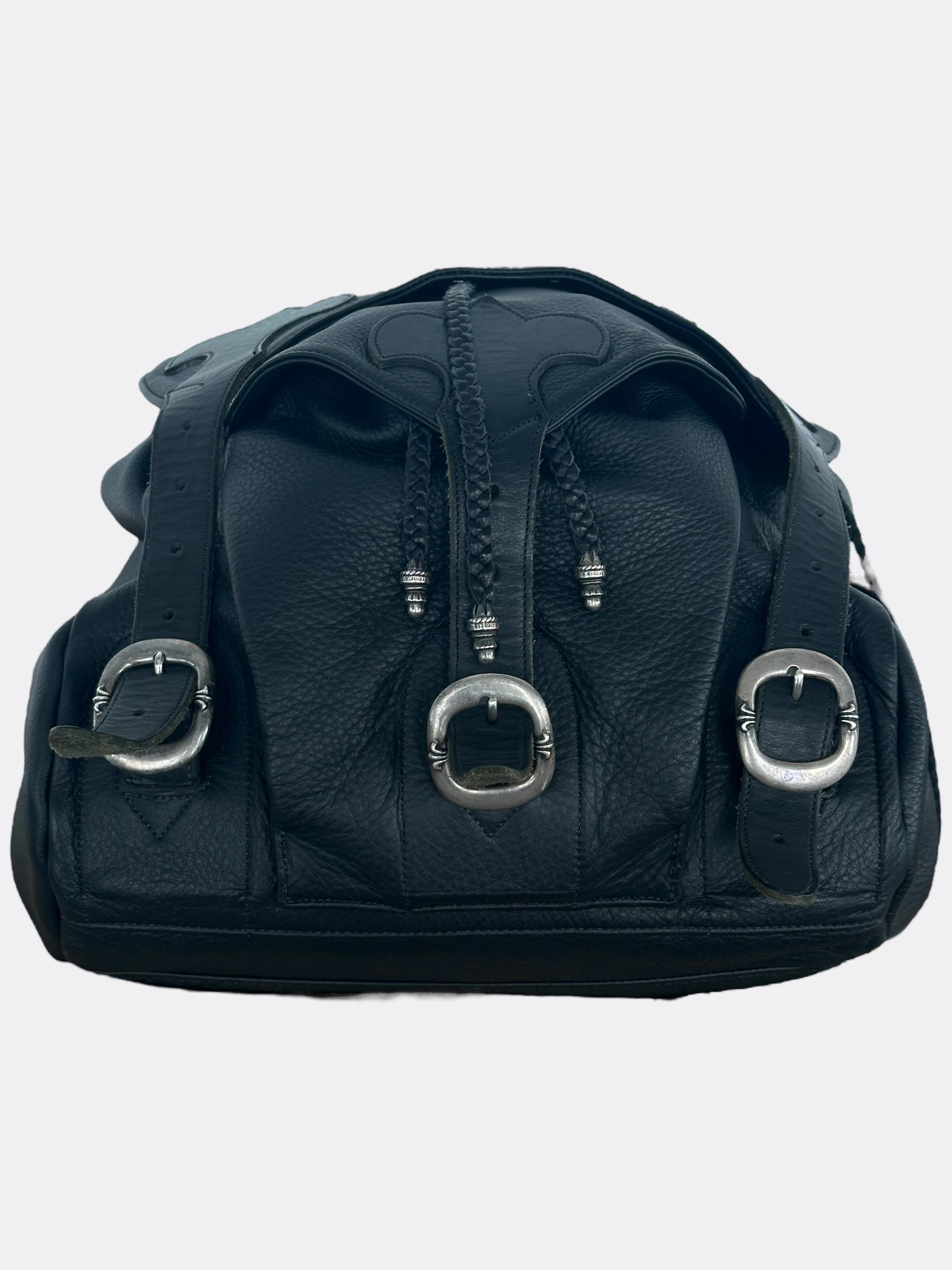 Chrome Hearts Black Leather Gunslinger Backpack