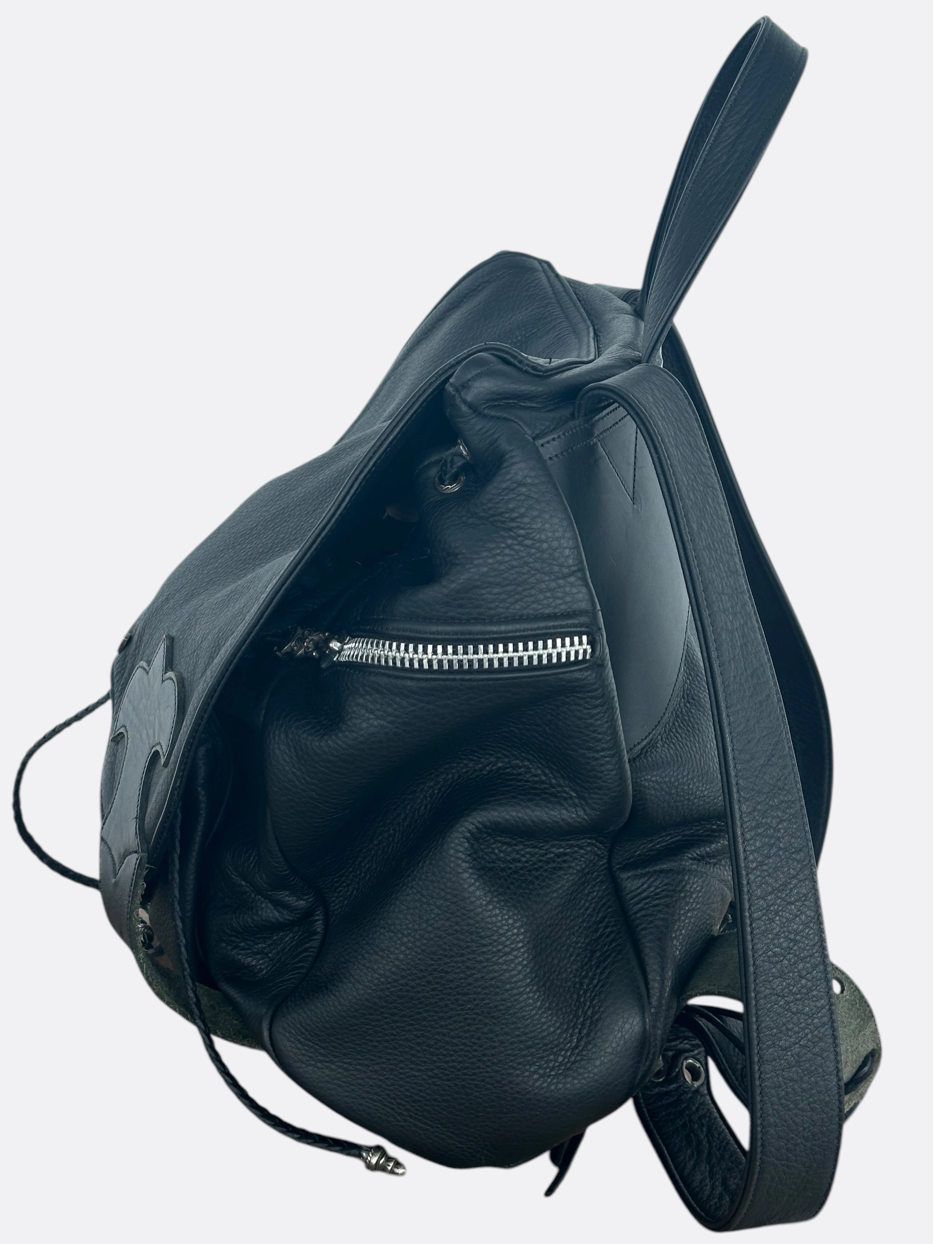 Chrome Hearts Black Leather Gunslinger Backpack