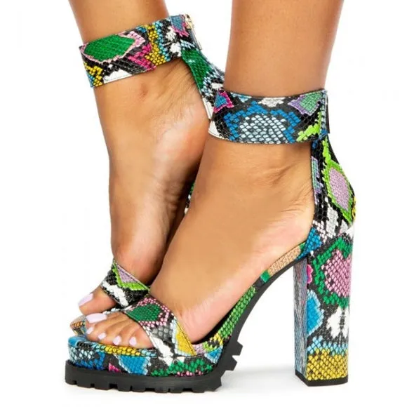 Claire Multi Snake Lug Heels