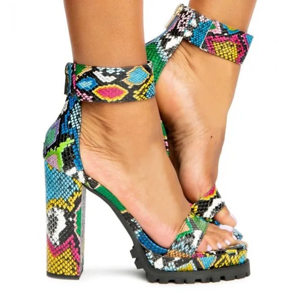Claire Multi Snake Lug Heels