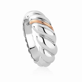 Clogau Silver and Rose Lovers Twist Ring 3SLTW0655