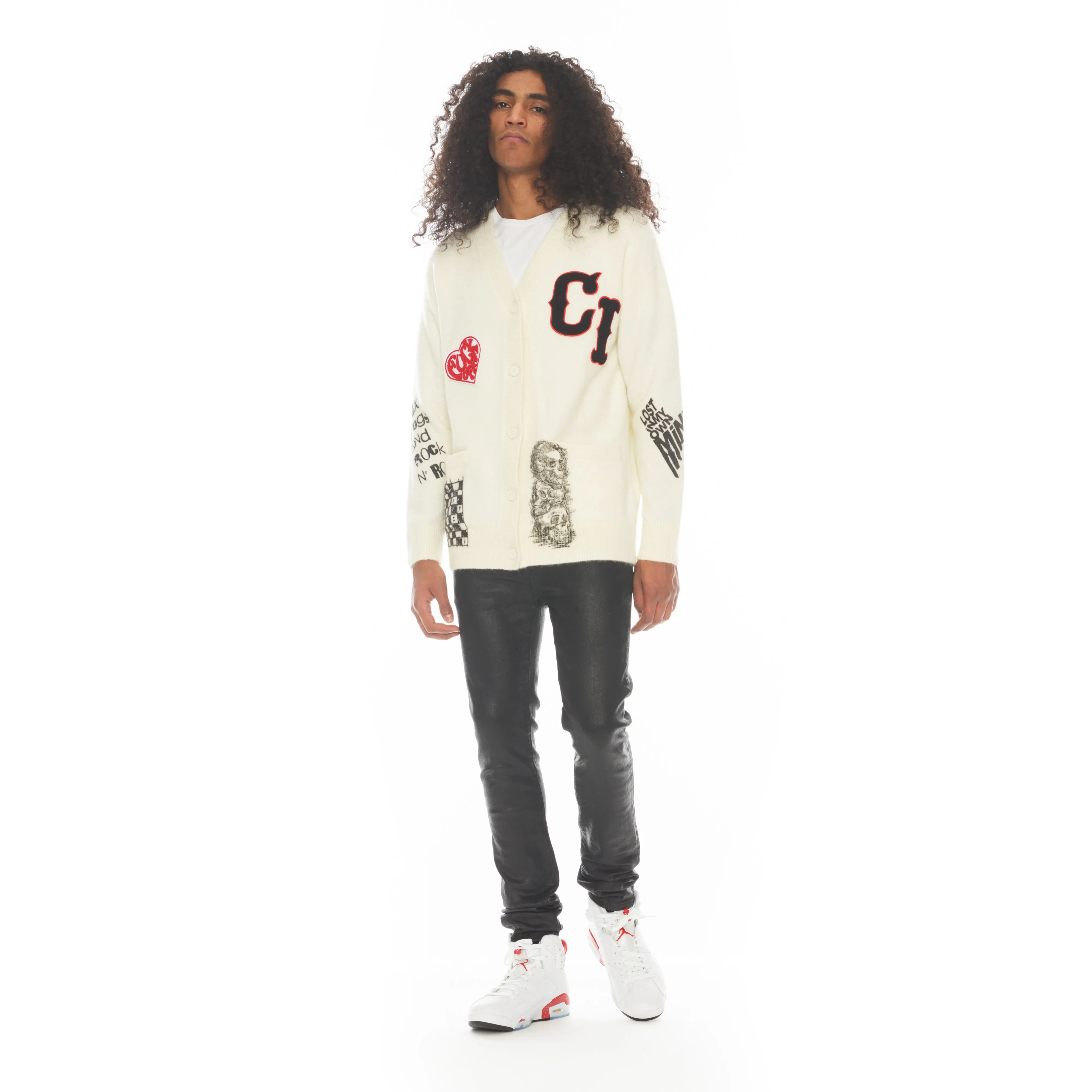 Collegiate Cardigan Sweater In Winter White