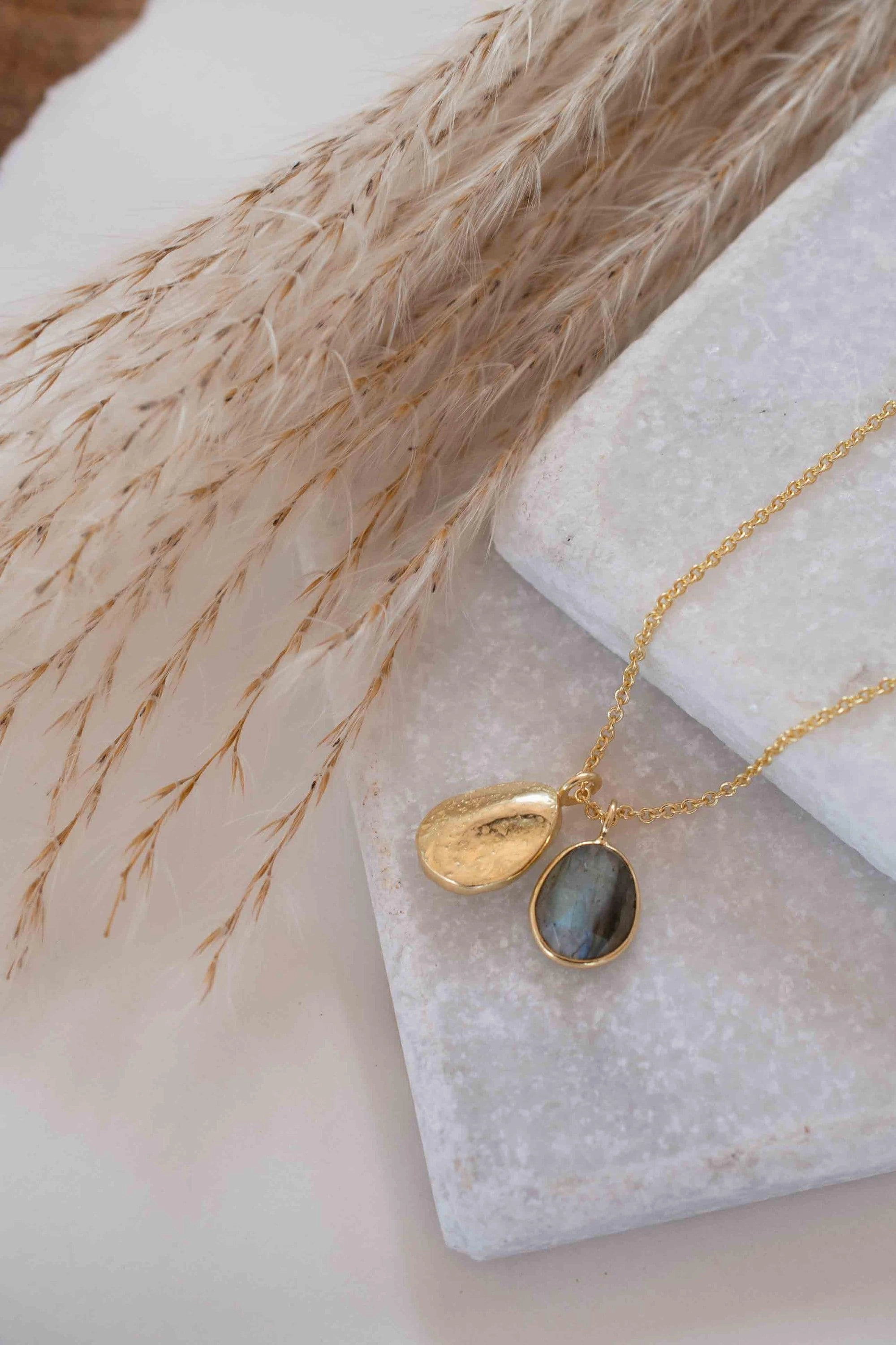 Copper Turquoise, Labradorite or Moonstone ~ Necklace ~ Gold plated 18k ~ MN112
