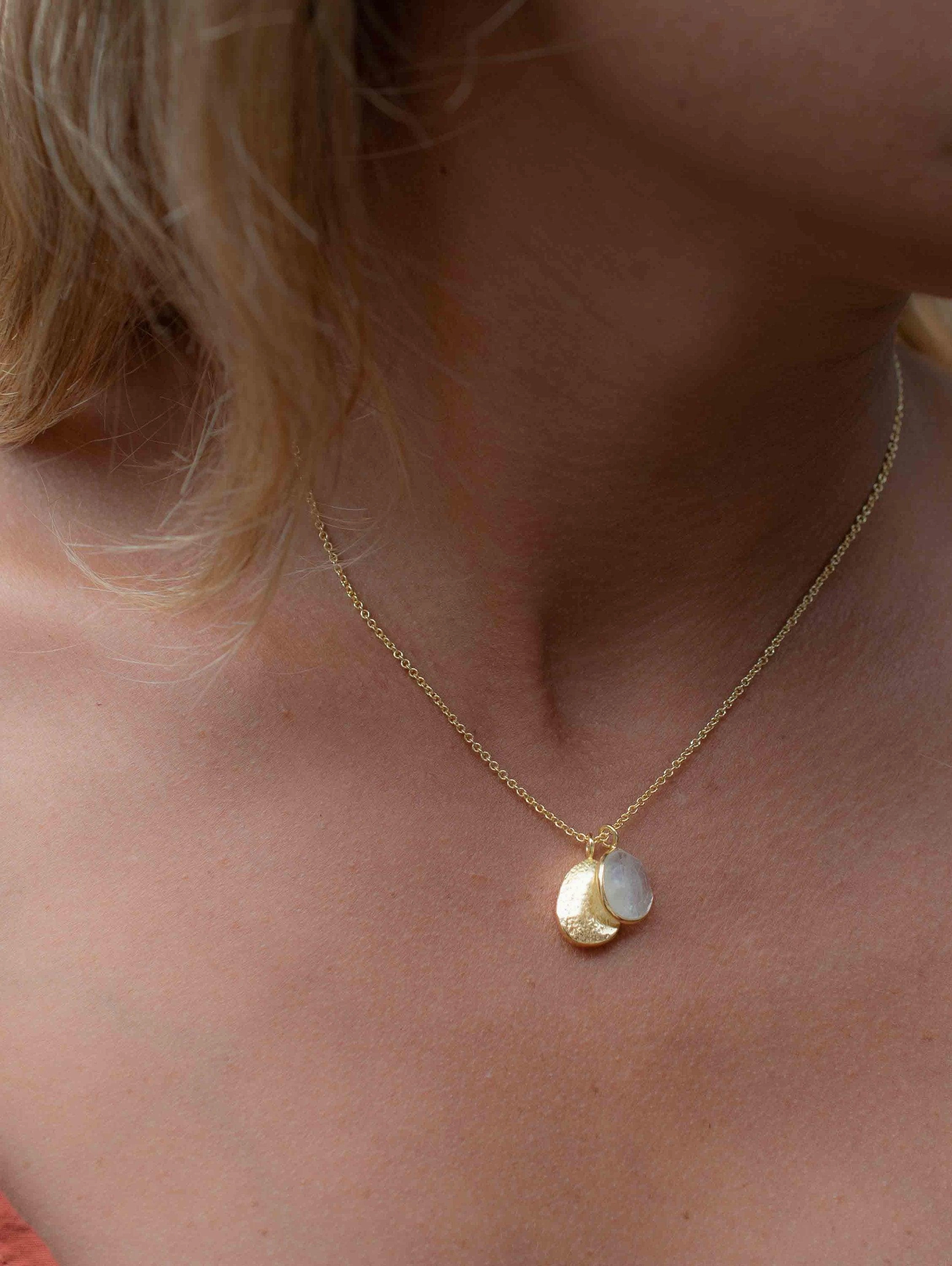 Copper Turquoise, Labradorite or Moonstone ~ Necklace ~ Gold plated 18k ~ MN112