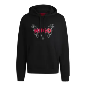 Cotton-terry hoodie with animal graphic prints