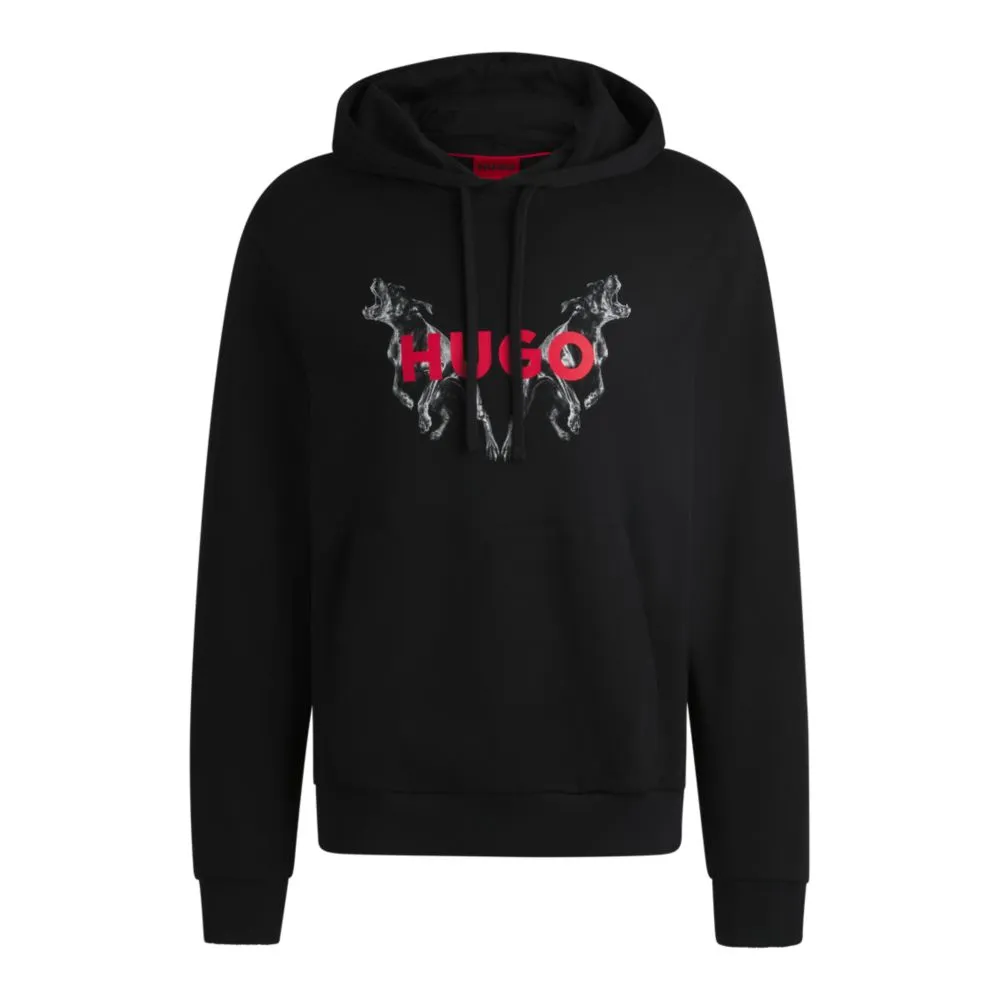 Cotton-terry hoodie with animal graphic prints