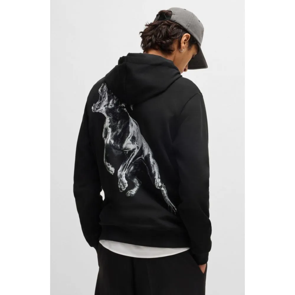 Cotton-terry hoodie with animal graphic prints