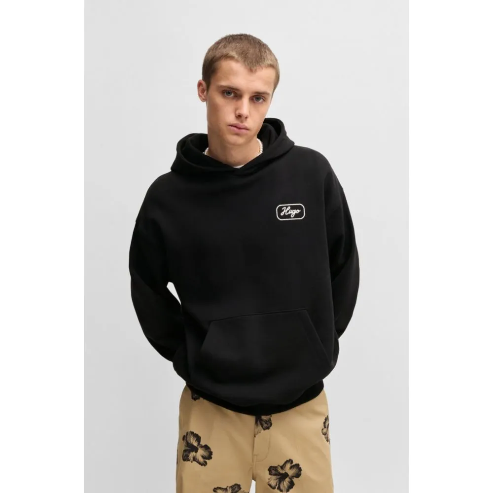 Cotton-terry hoodie with embroidered artwork