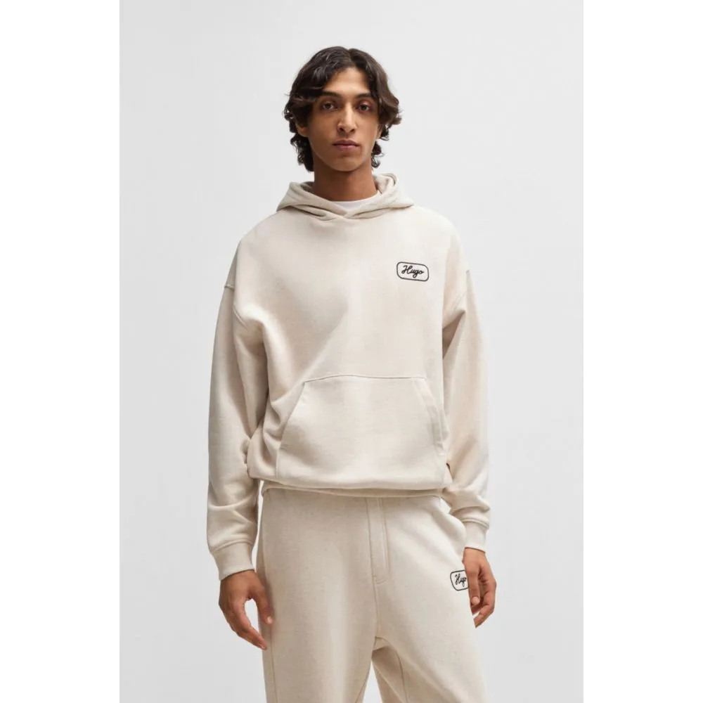 Cotton-terry hoodie with embroidered artwork