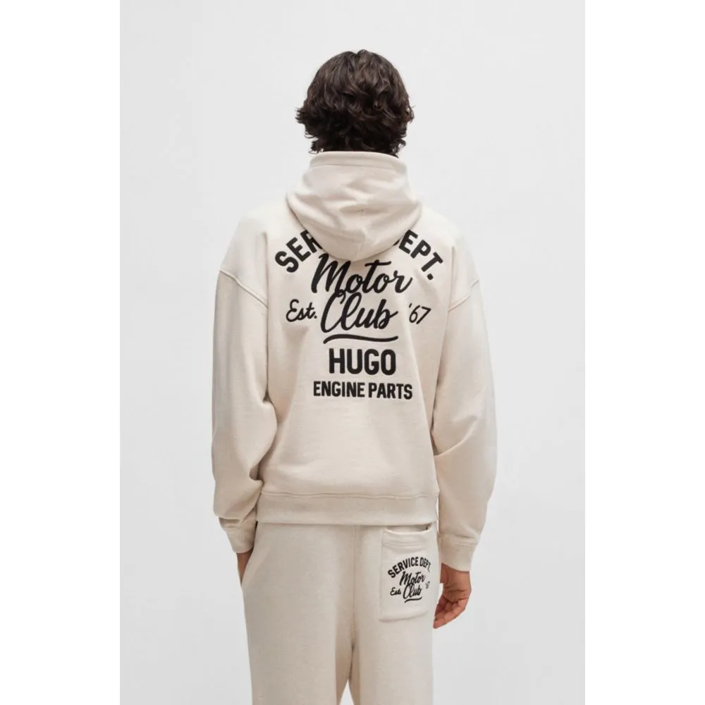 Cotton-terry hoodie with embroidered artwork
