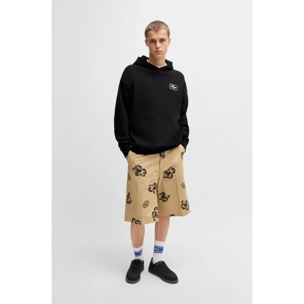 Cotton-terry hoodie with embroidered artwork