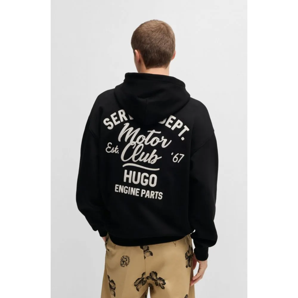 Cotton-terry hoodie with embroidered artwork