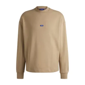 Cotton-terry sweatshirt with blue logo label