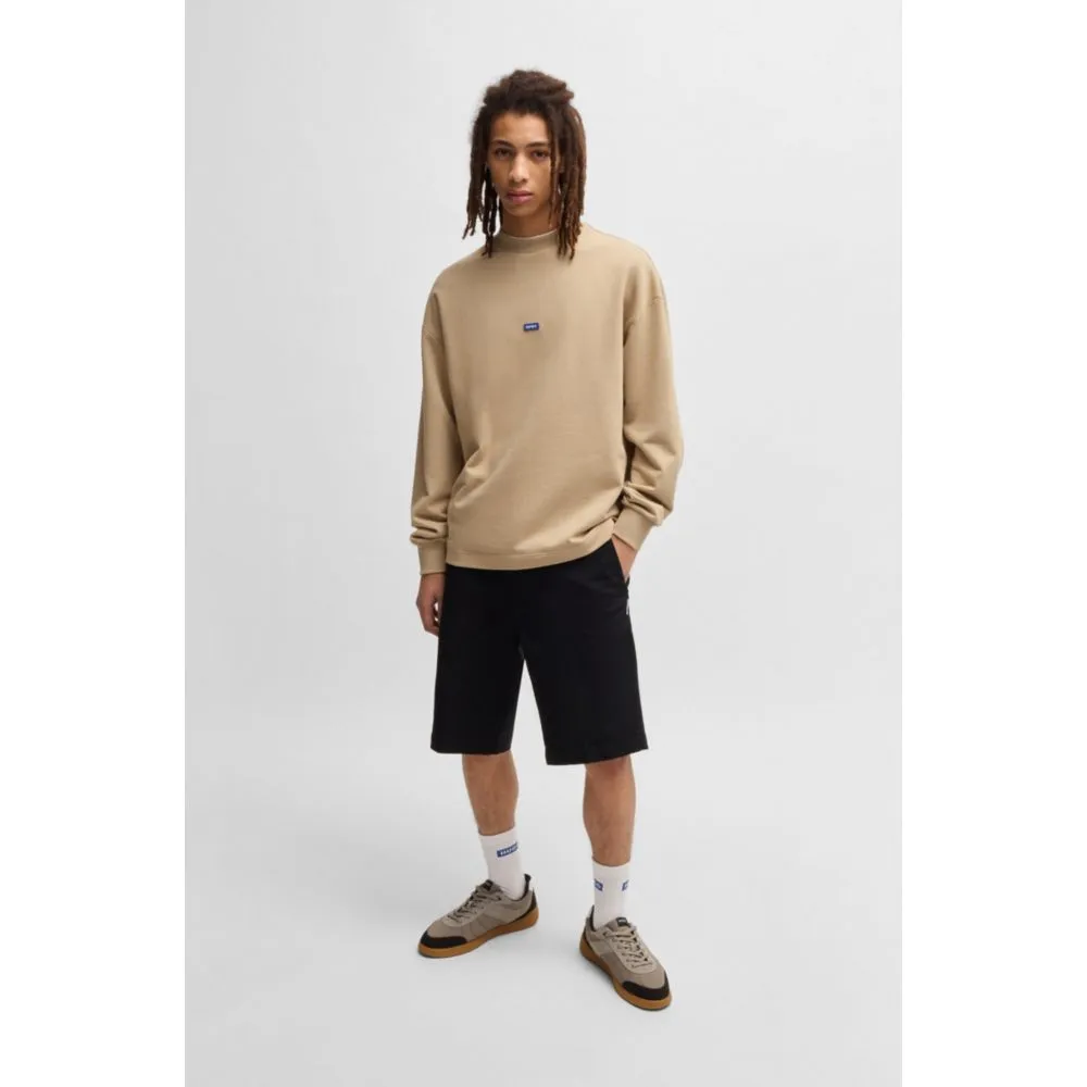 Cotton-terry sweatshirt with blue logo label