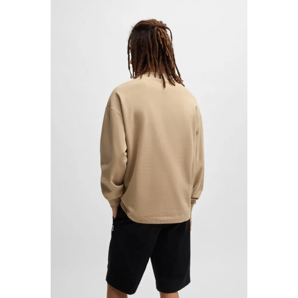Cotton-terry sweatshirt with blue logo label