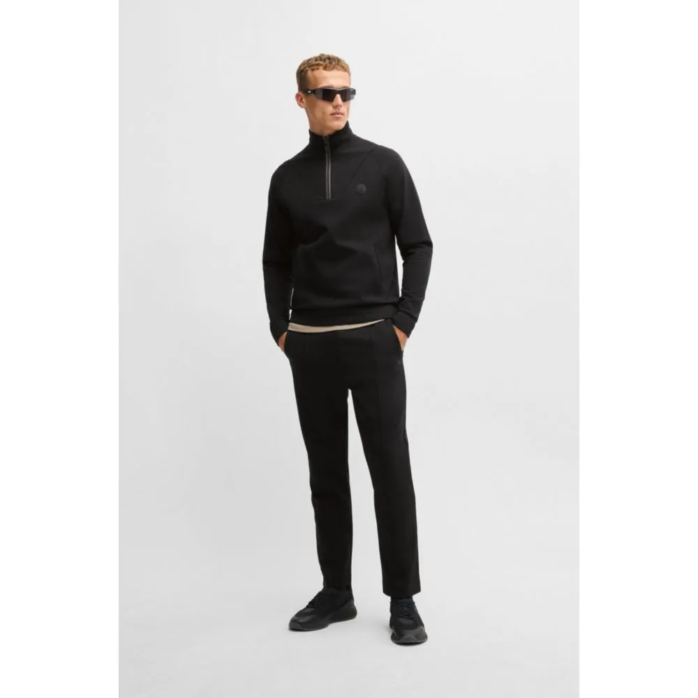 Cotton zip-neck sweatshirt with Double B monogram
