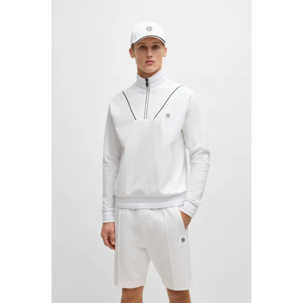 Cotton zip-neck sweatshirt with Double B monogram
