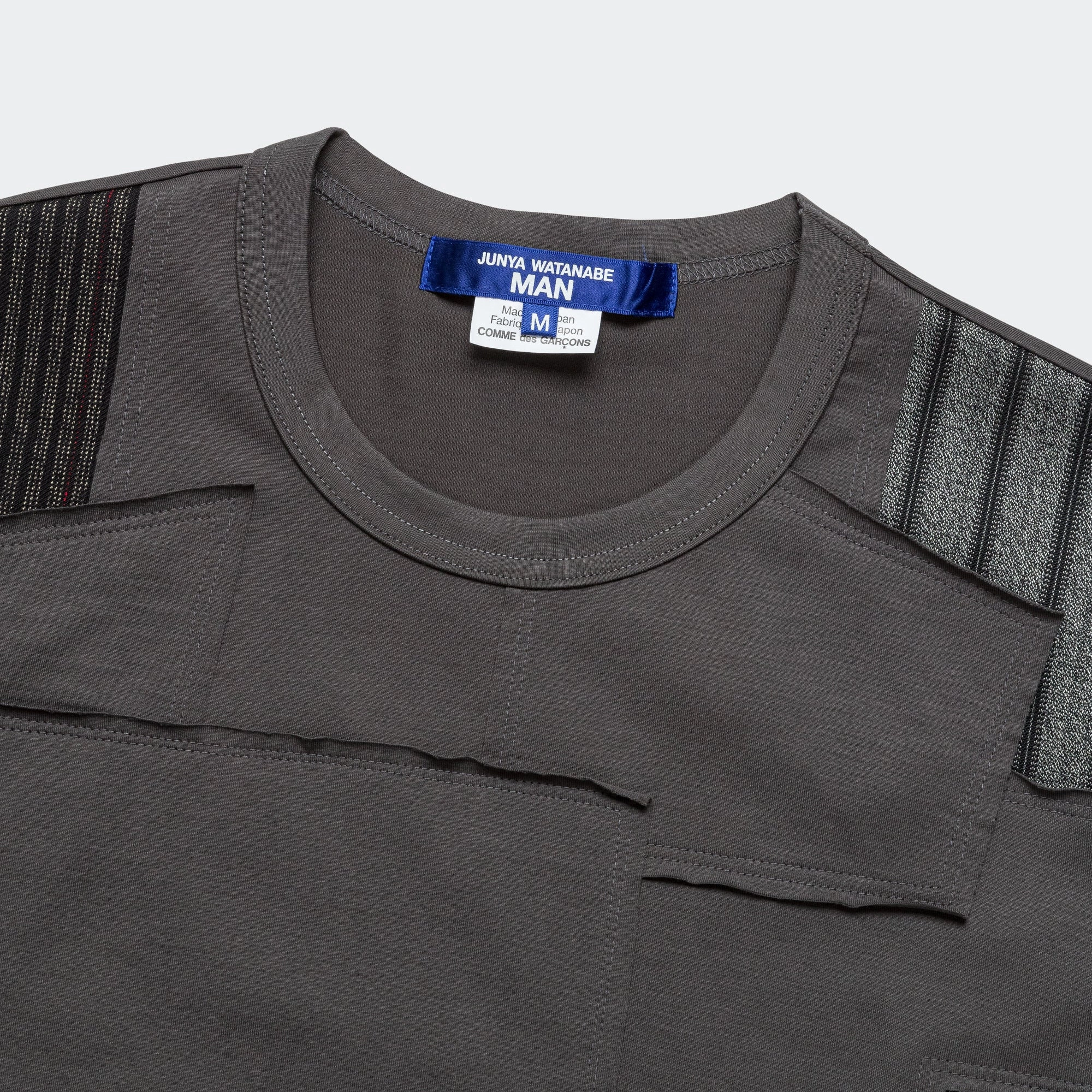 Cotton Jersey x Multi Fabrics Patchwork T-Shirt - Grey/Mix
