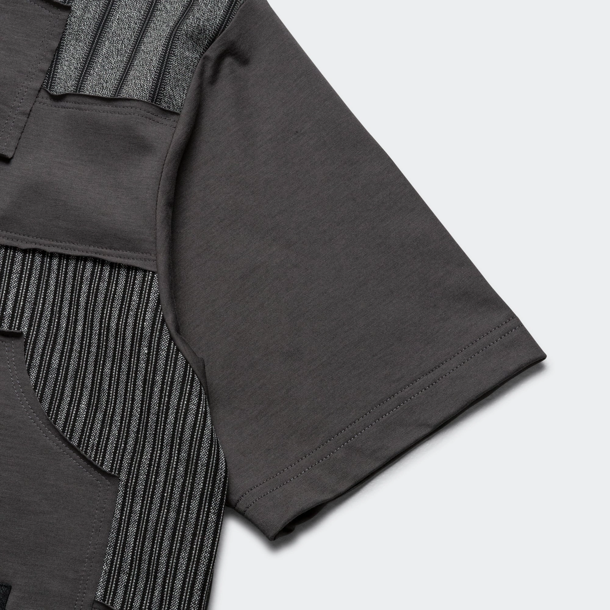 Cotton Jersey x Multi Fabrics Patchwork T-Shirt - Grey/Mix