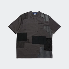 Cotton Jersey x Multi Fabrics Patchwork T-Shirt - Grey/Mix