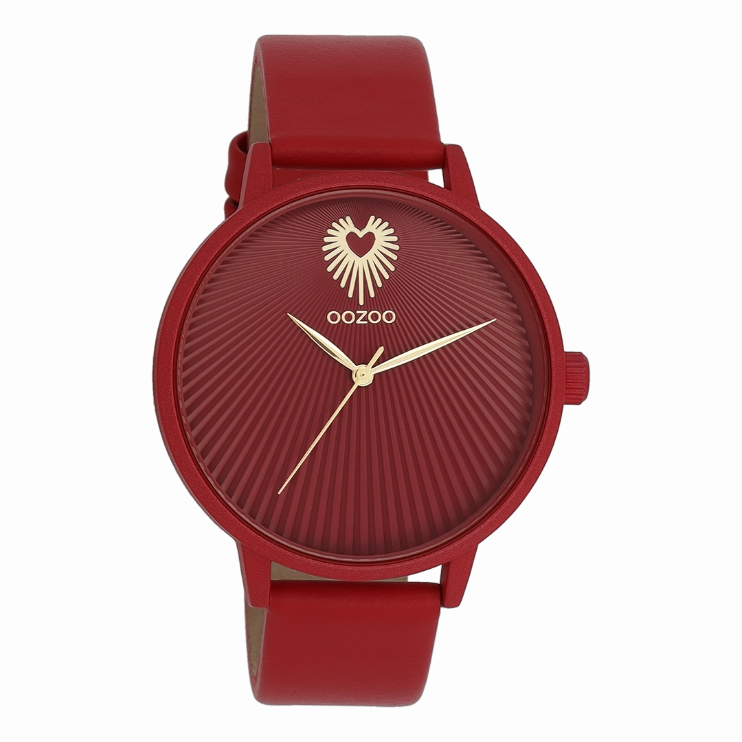 Dahlia red OOZOO watch with leather strap - C11249