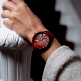 Dahlia red OOZOO watch with leather strap - C11249