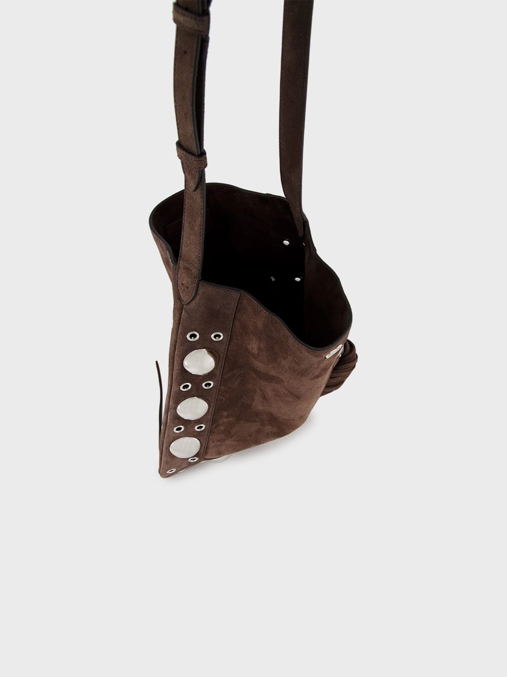 Dark Brown Plaque Fringed Edge Crossbody Bag
