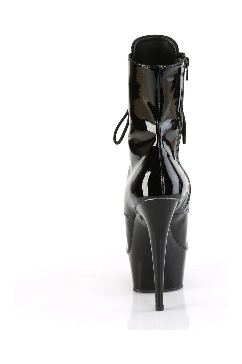 DELIGHT-1021 Black Patent Ankle Boot