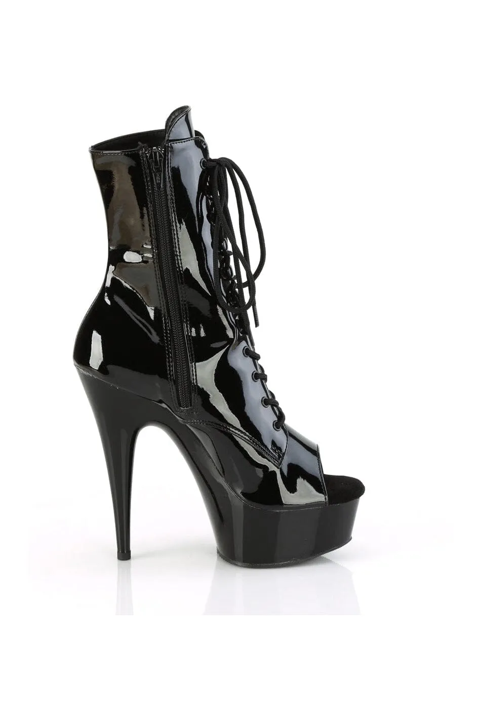 DELIGHT-1021 Black Patent Ankle Boot