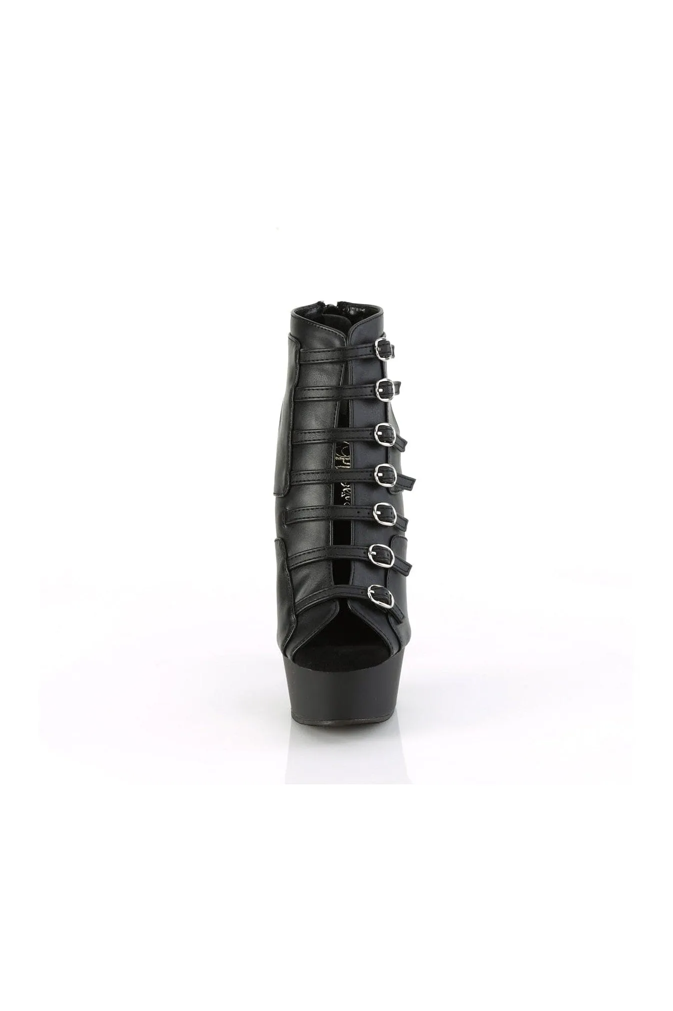 DELIGHT-600-11 Black Faux Leather Ankle Boot