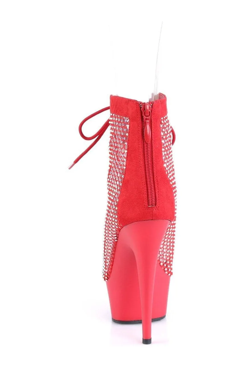 DELIGHT-600-33RM Ankle Boot | Red Faux Suede
