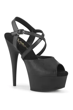 DELIGHT-624-1 Black Faux Leather Sandal