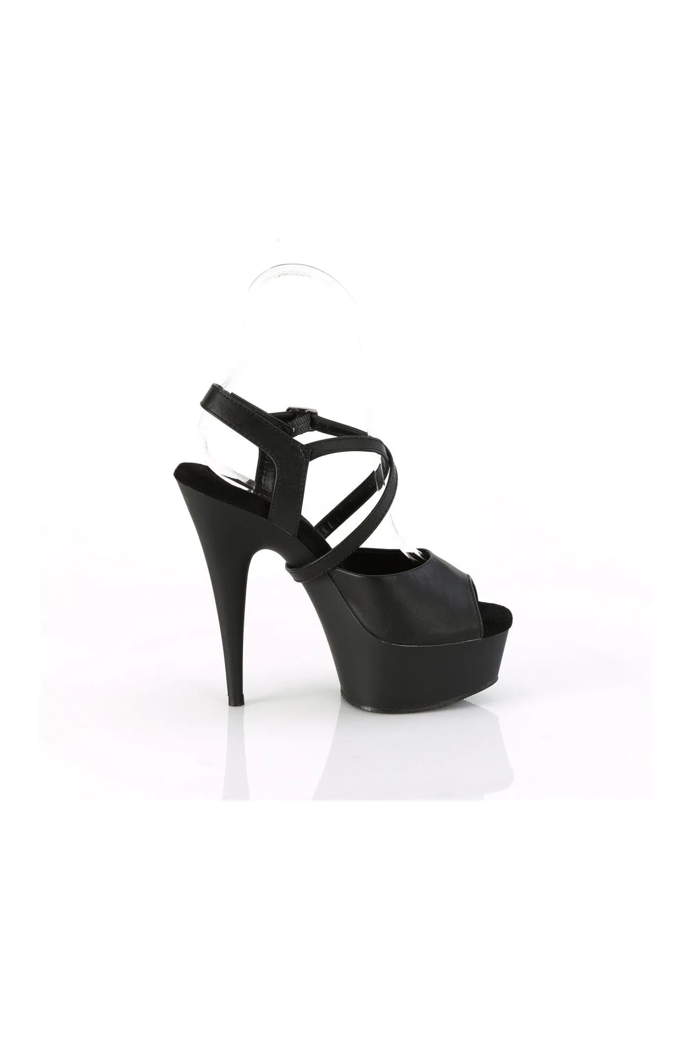 DELIGHT-624-1 Black Faux Leather Sandal