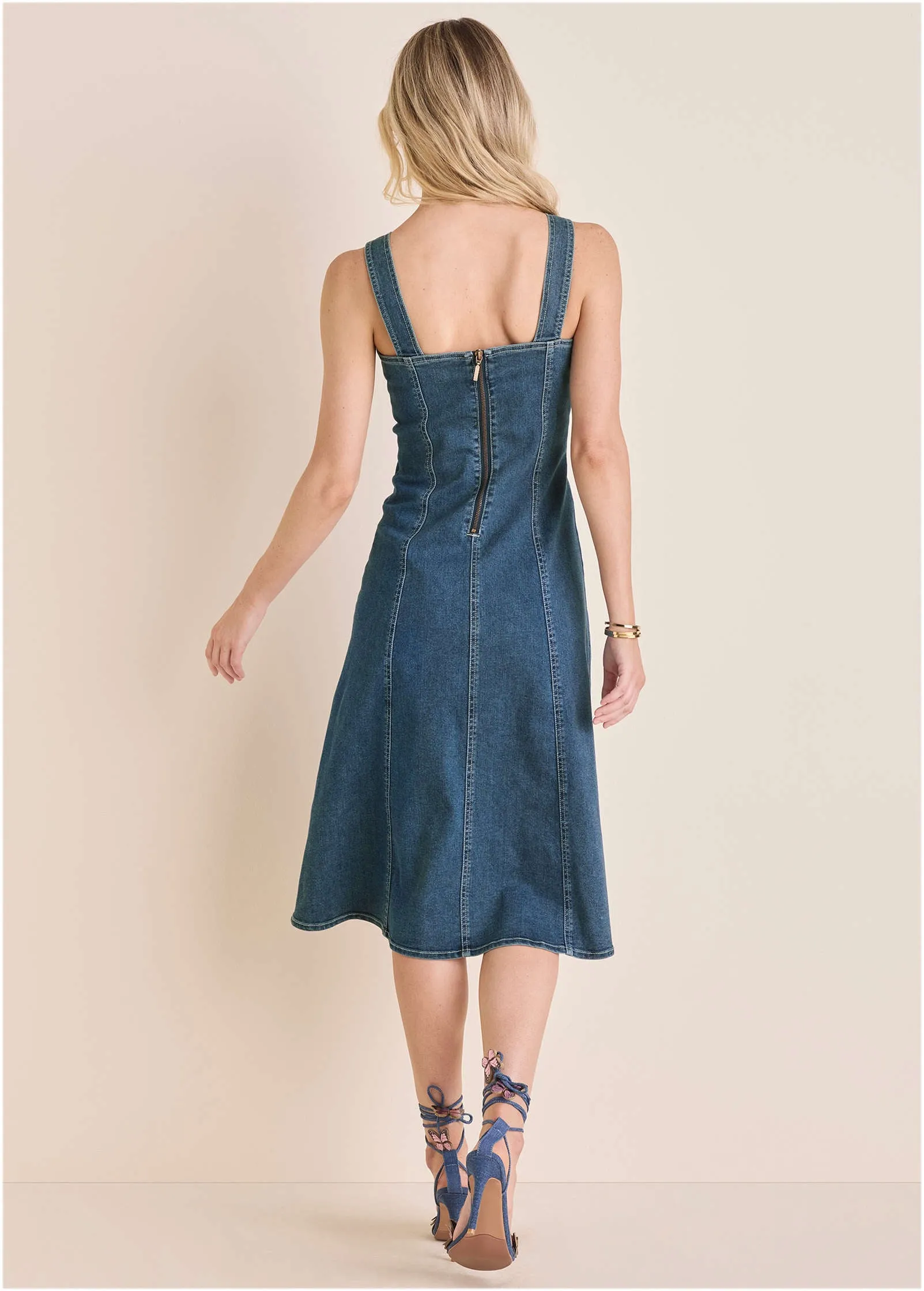 Denim Tank Midi Dress - Medium Wash