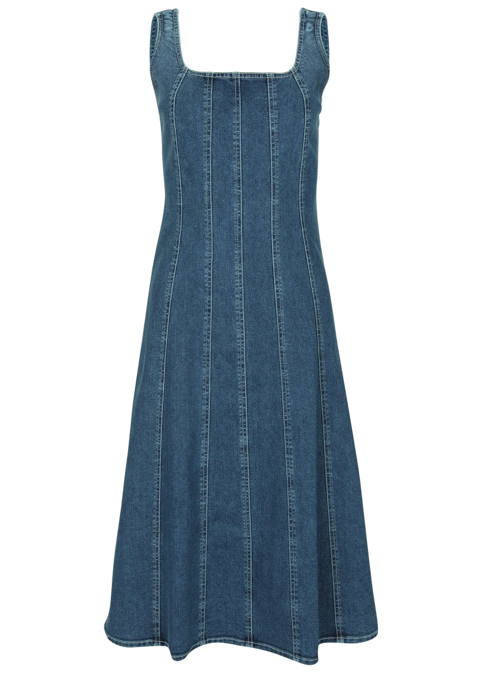 Denim Tank Midi Dress - Medium Wash