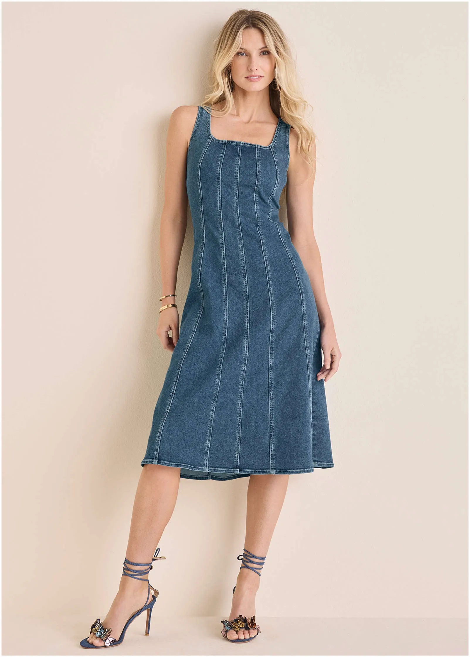 Denim Tank Midi Dress - Medium Wash
