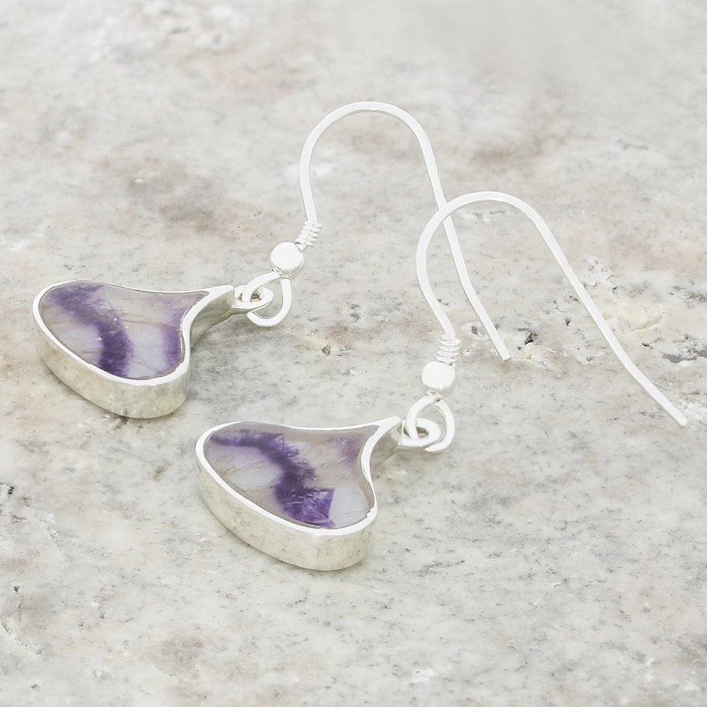 Derbyshire Blue John Sterling Silver Bulb Shape Drop Earrings