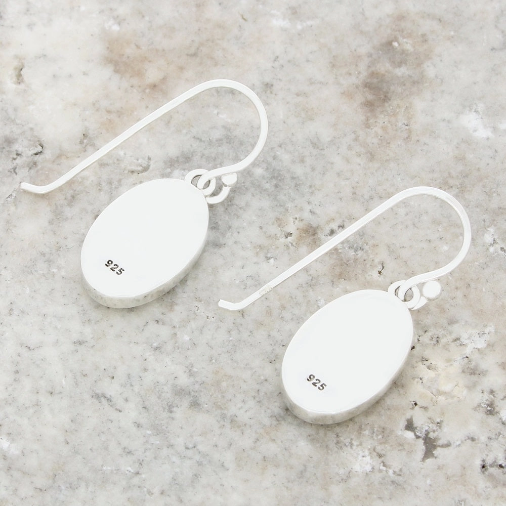 Derbyshire Blue John Sterling Silver Oval Drop Earrings