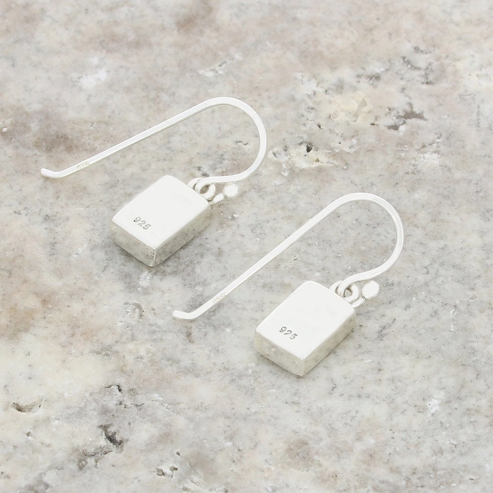 Derbyshire Blue John Sterling Silver Rectangular Drop Earrings