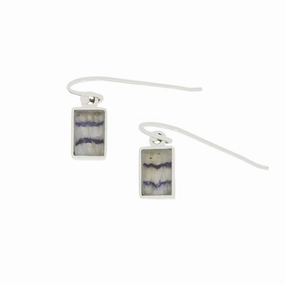 Derbyshire Blue John Sterling Silver Rectangular Drop Earrings