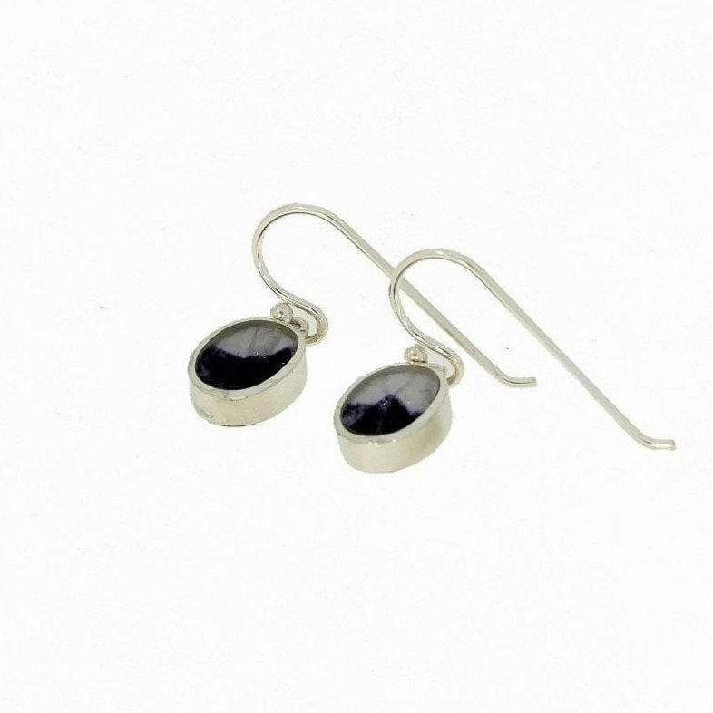 Derbyshire Blue John Sterling Silver Small Oval Drop Earrings