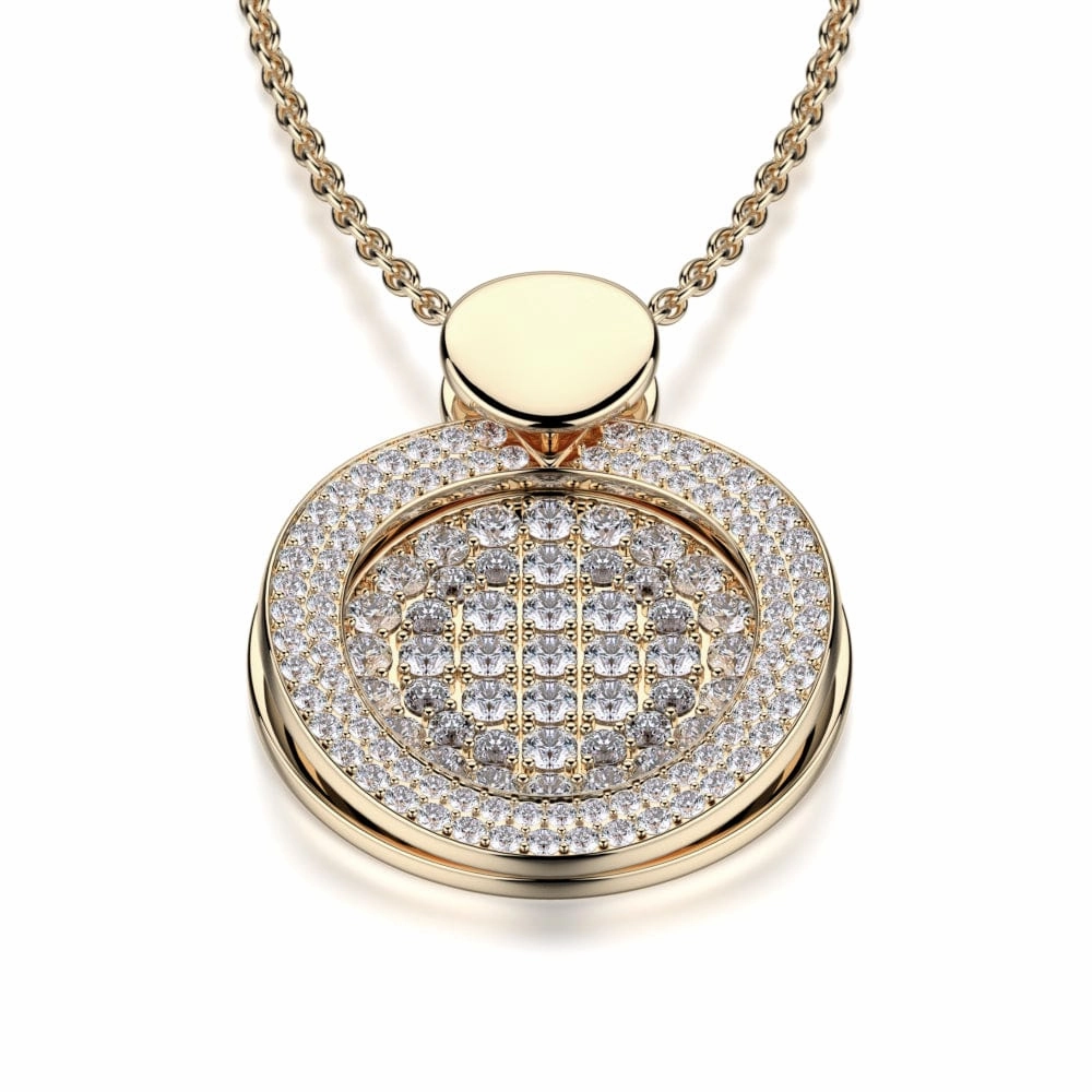 Diamond Filled Circle Pendant Necklace MH108AWG