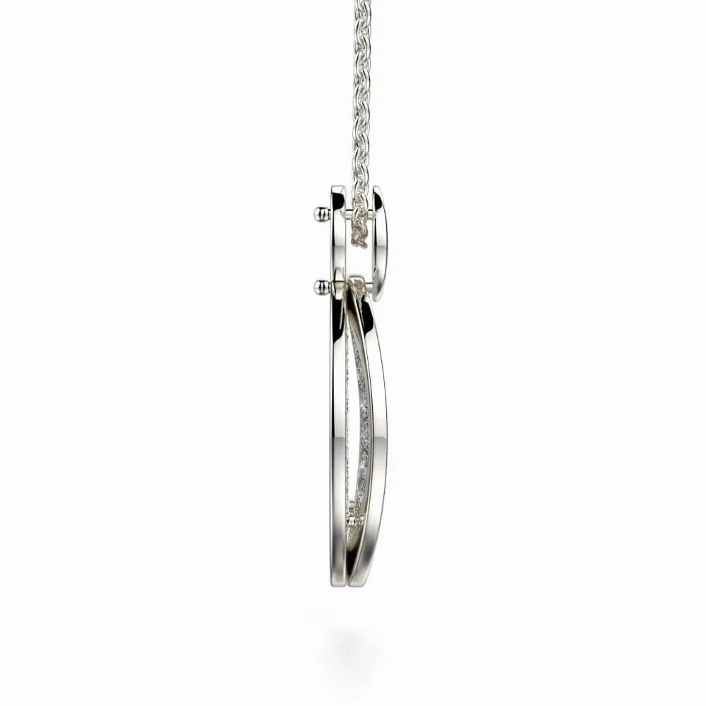 Diamond Filled Circle Pendant Necklace MH108AWG