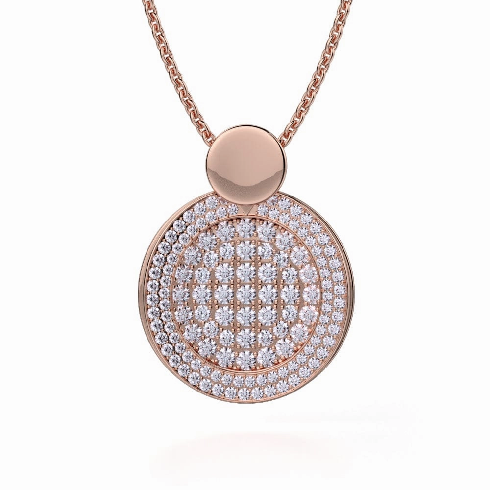 Diamond Filled Circle Pendant Necklace MH108AWG