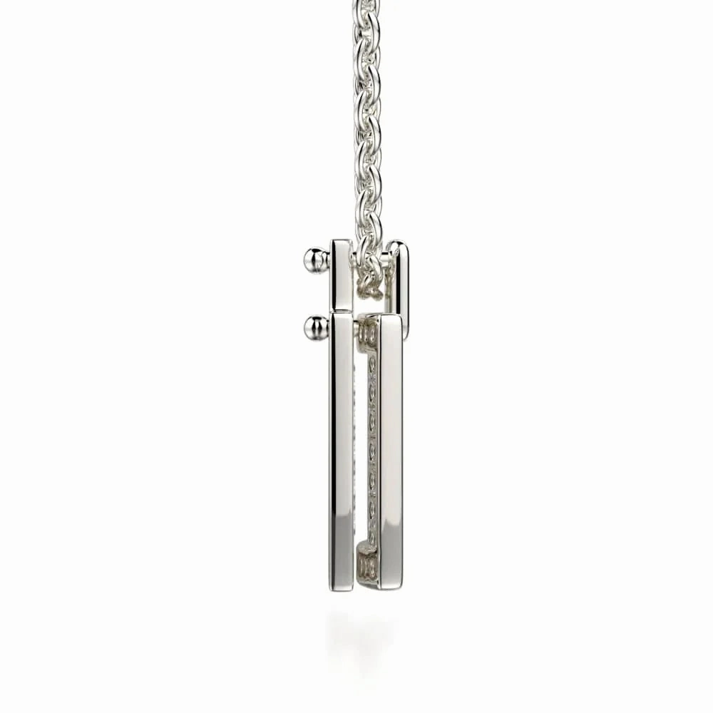 Diamond Filled Square Pendant Necklace MH110S-WG