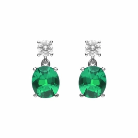 Diamonfire Sterling Silver Green Cubic Zirconia Earrings E6199
