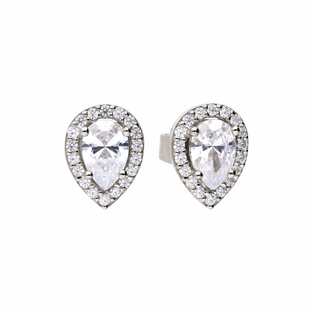 Diamonfire Sterling Silver Zirconia Teardrop Shaped Stud Earrings E5909
